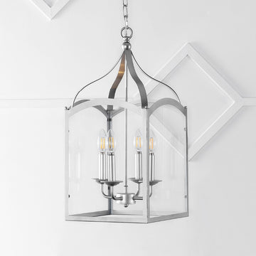 Ruth 11" Traditional Classic Lantern Metal/Glass LED Pendant - JONATHAN Y
